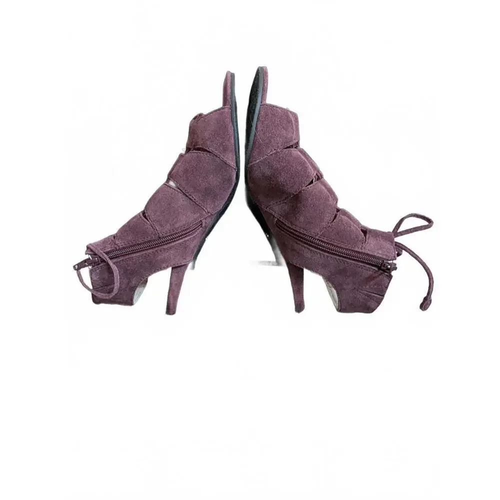 Vionic Women's Purple Suede Heeled Sandals with Lace-Up Design SZ 7.5